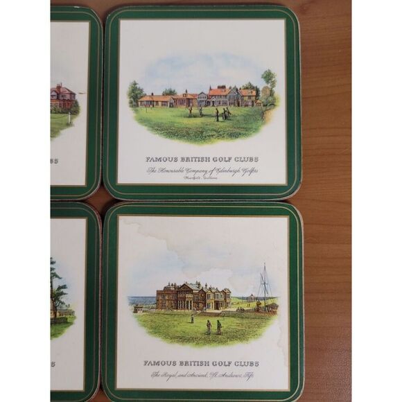 Set  of 6 Pimpernel British Golf Clubs Coasters Cork Backed Trivets #A32 - Picture 4 of 7